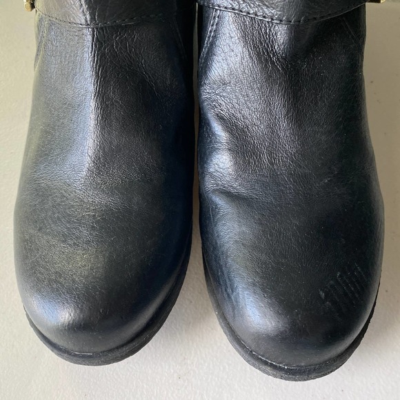 Steve Madden Enngage Black Leather Mid Calf Boots Moto Style Gold Women's Size 8 - Picture 12 of 16